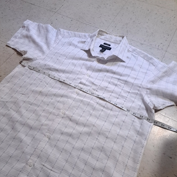 pronto uomo | Men's White Plaid button up short sleeve Shirt classic fit - Picture 8 of 8